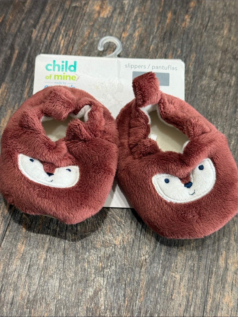 Child of Mine Plush Fox Baby Slippers - Rust Red